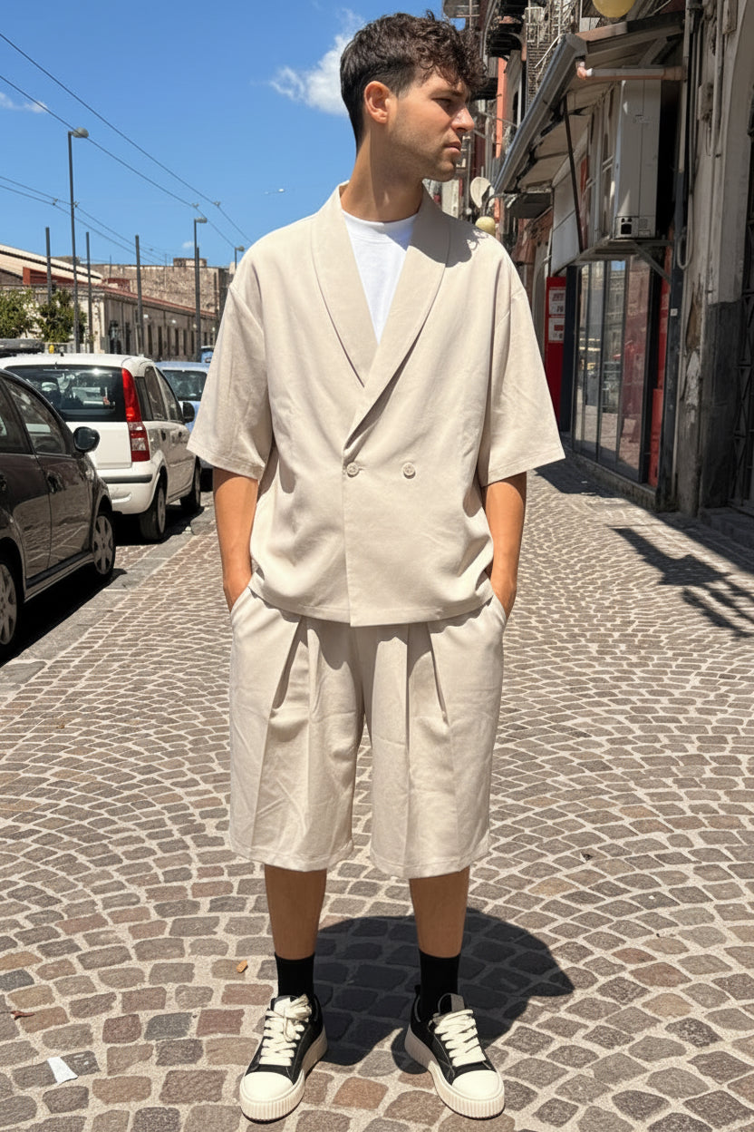 Coordinato bermuda doppio bottone