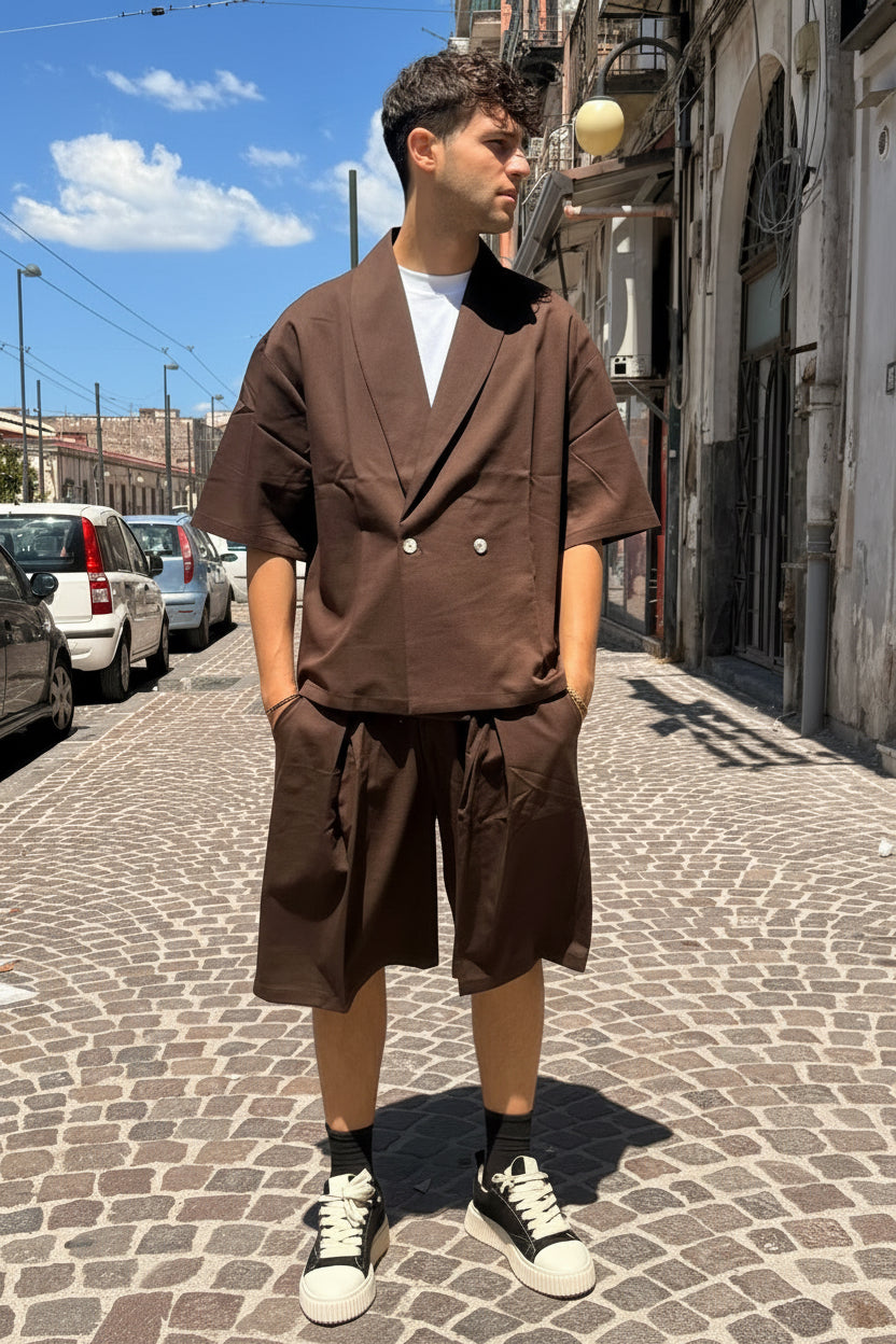 Coordinato bermuda doppio bottone