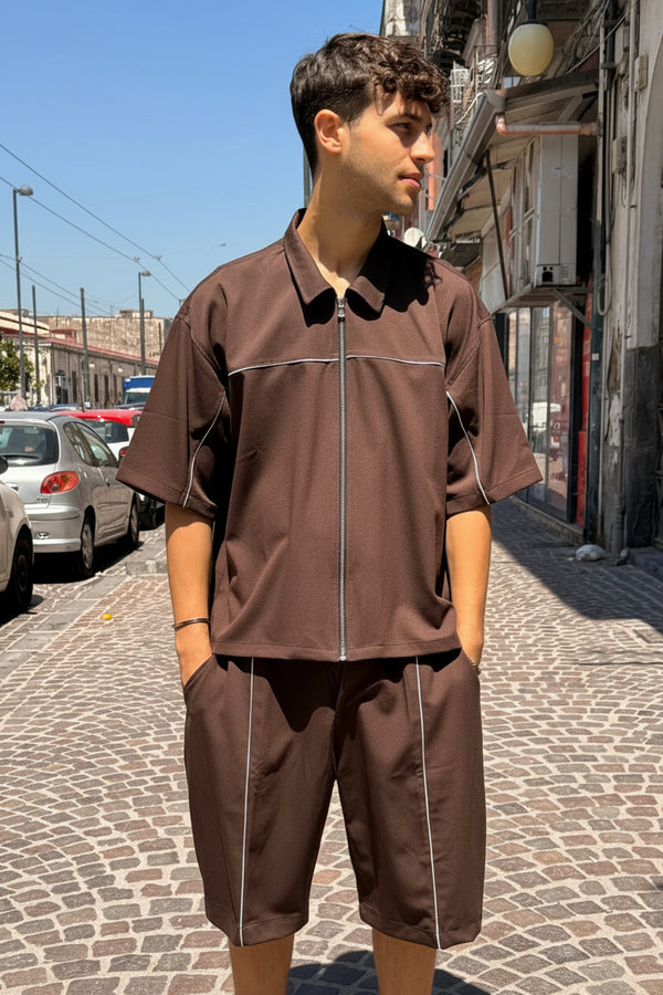 Coordinato riga brown