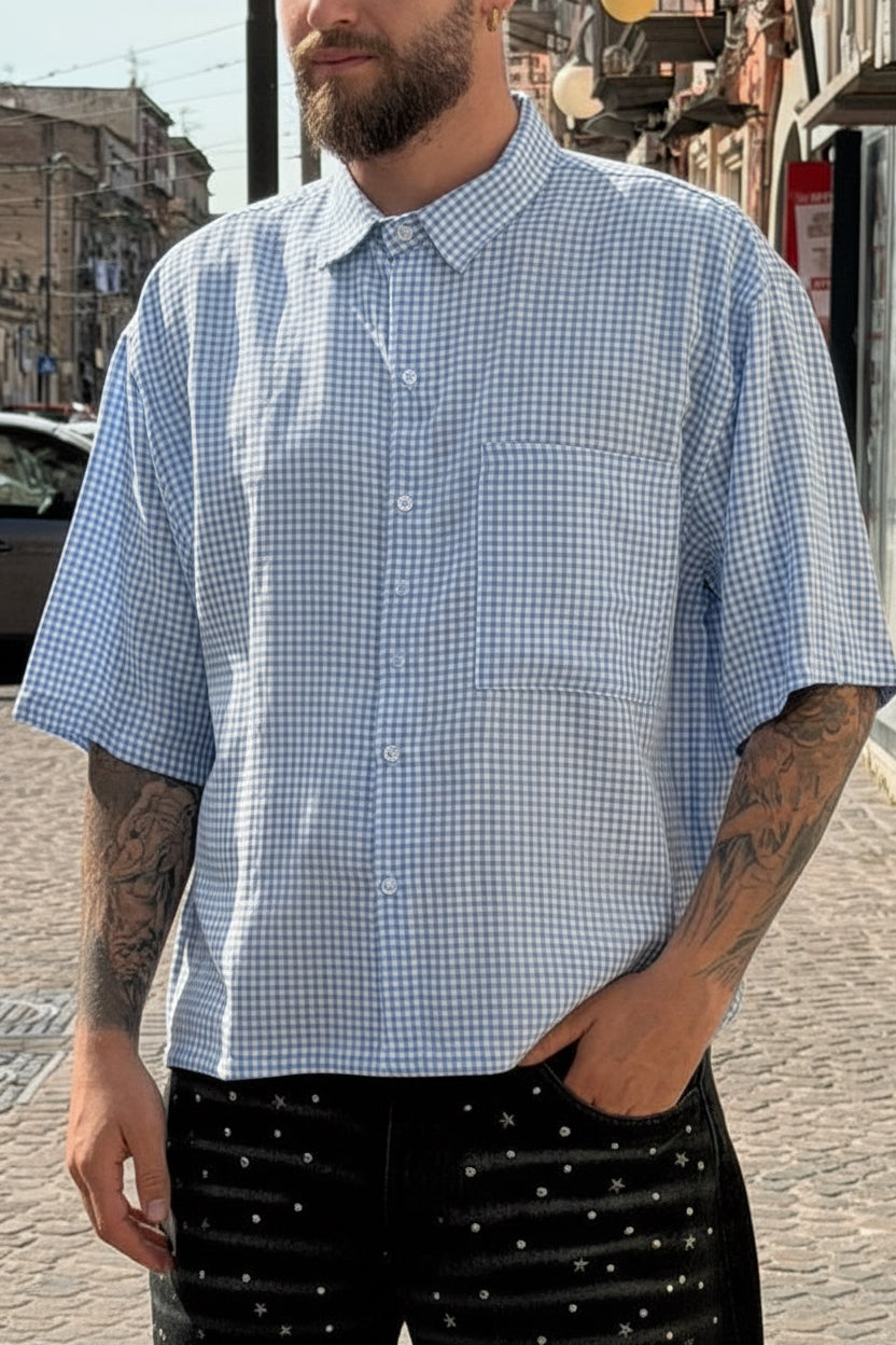 Camicia con tasca a quadrettini